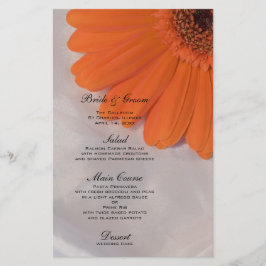 Orange Daisy på menyn Vit satäng Bröllop