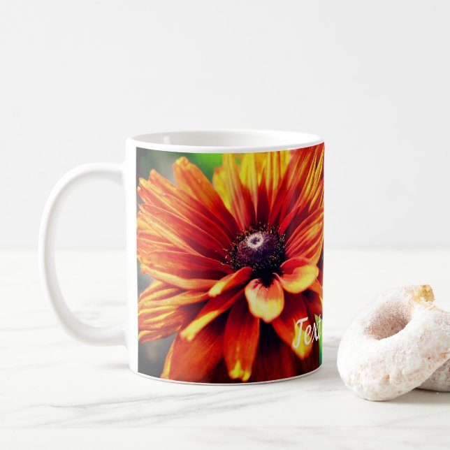 Orange Daisy Personlig blomma Kaffemugg (Med munk)