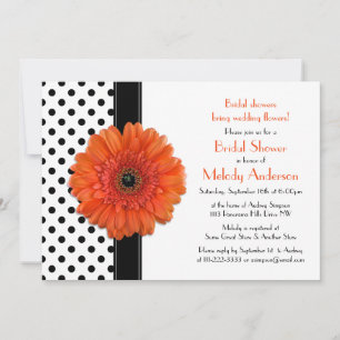 Orange Daisy Polka Dot Inbjudningskort för möhippa