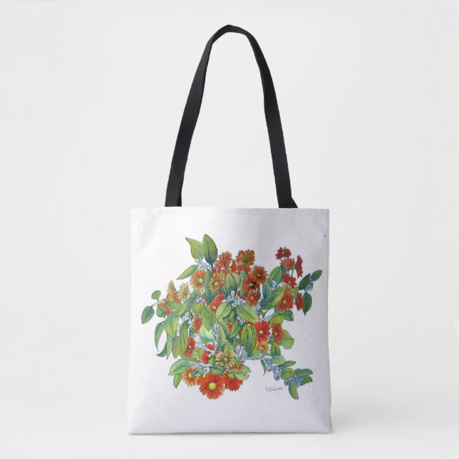 Orange Daisy Tote Bag Tygkasse (Framsida)