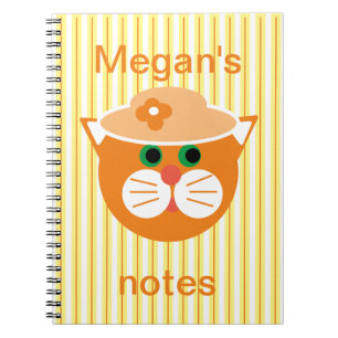 Orange Dam Cat Stripe-dator Anteckningsbok
