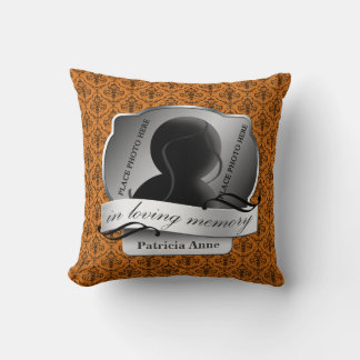 Orange Damask "in loving Memory" i minnet Kudde