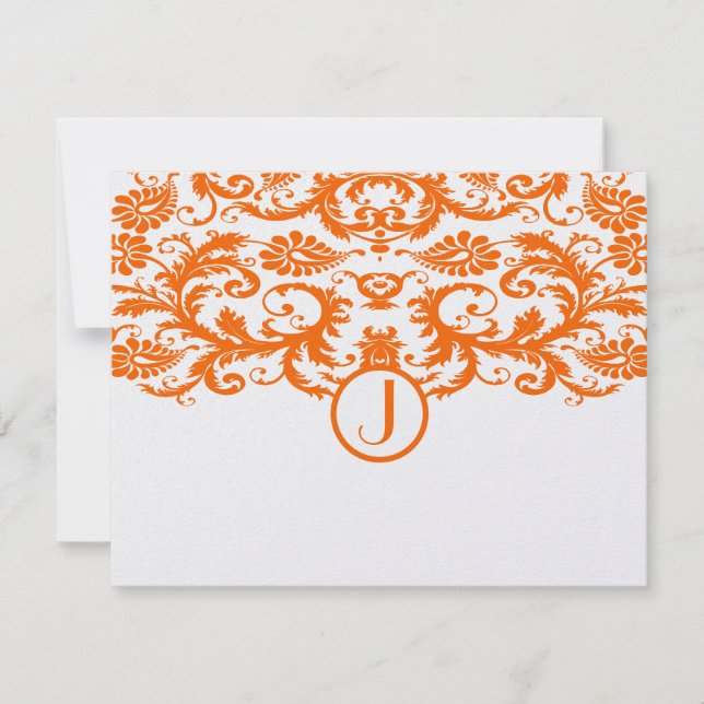 Orange Damask Monogram-Bröllop OSA (Framsida)