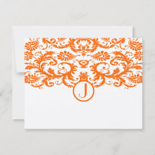 Orange Damask Monogram-Bröllop OSA Kort