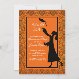 Orange Damask Studenten inbjudan till Student