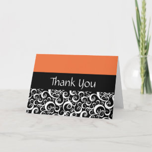 Orange Damask Swirls - tack för dina kort