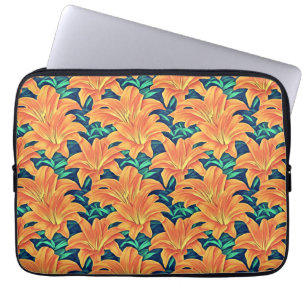 Orange Day Lilies med Grönt Löv Laptop Fodral