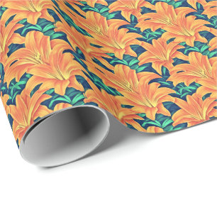 Orange Day Lilies med Grönt Löv Presentpapper