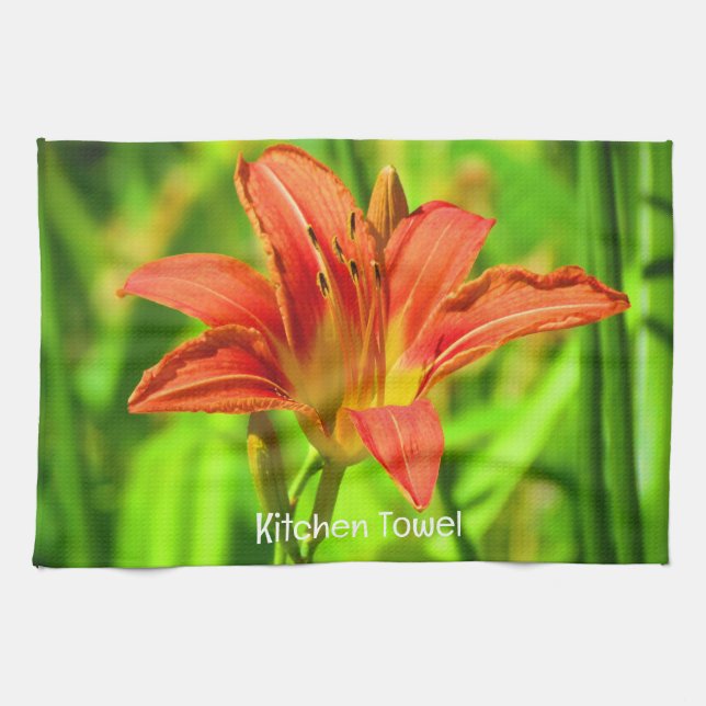 Orange Daylily Kitchen Towel Kökshandduk (Horisontell)