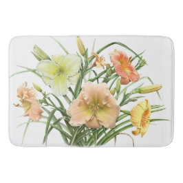 Orange Daylily Trädgårds Blommig Design Badrumsmatta