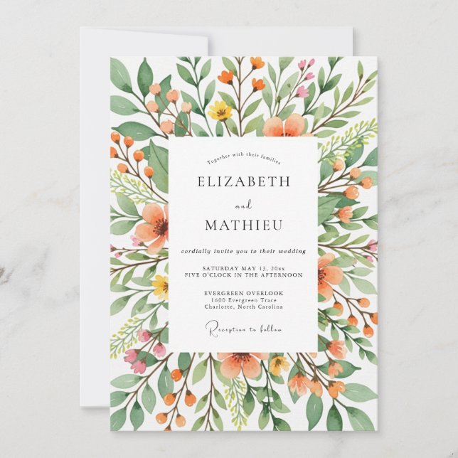 Orange Dazzling Spring Wedding Inbjudningar (Framsida)