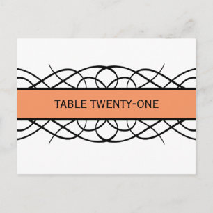 Orange Deco Flourous Bordsnummer Postcard