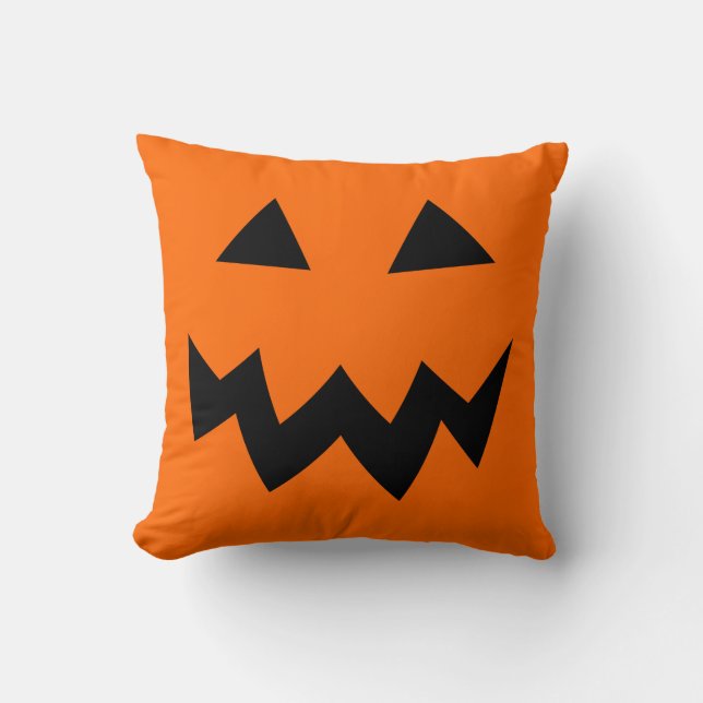 Orange dekorativ kudde för ansikte för Halloween (Framsida)