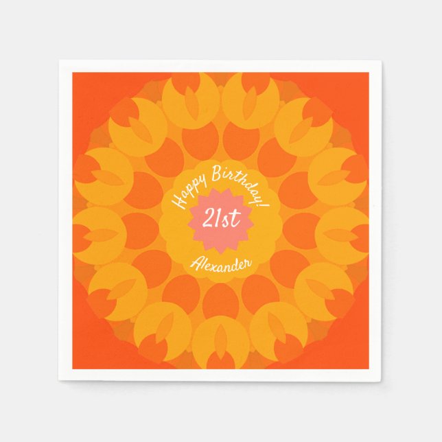 Orange Delight Kaleidoscope Napkins Pappersservett (Framsidan)