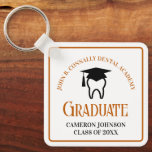 Orange Dental School Anpassningsbar Studenten Gift Nyckelring<br><div class="desc">Den här anpassningsbar orange-nyckelkedjan studenten i tandskolan har en tand som bär en studentmössa för en klass av 2025 tandvård student. Anpassa med ditt studieår för en underbar personlig-tandhygien,  ortodontist eller studenten-gåva till tandläkare.</div>