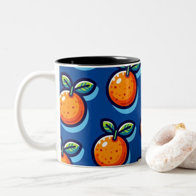 Orange design repeat pattern Coffee Mug Två-Tonad Mugg (Med munk)