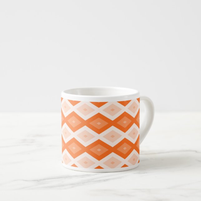 Orange diamant mönster espressomugg (Framsida höger)
