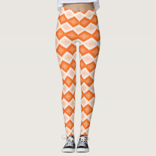Orange diamant mönster leggings