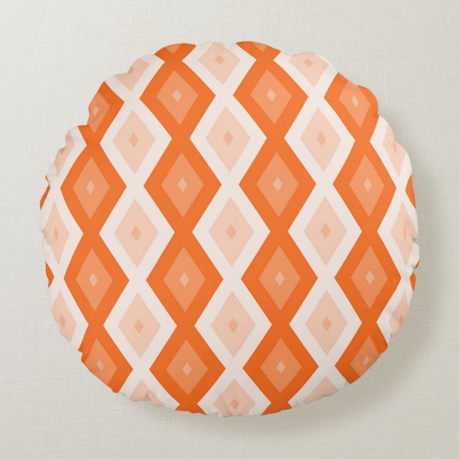 Orange diamant mönster rund kudde (Framsidan)