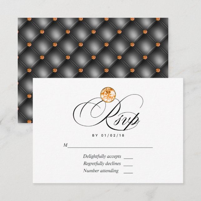 Orange diamantbröllop RSVP-kort OSA Kort (Fram/baksida)