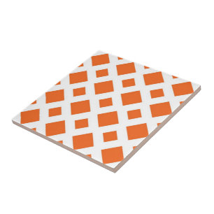 Orange Diamanter på vitt Kakelplatta