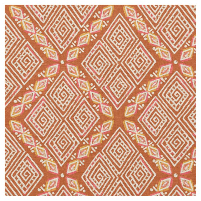 Orange diamantformer Mud Cloth Inspirerad Tyg (Närbild)