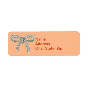 Orange Diamond Bow Bröllop Adressetiketter Returadress Etikett