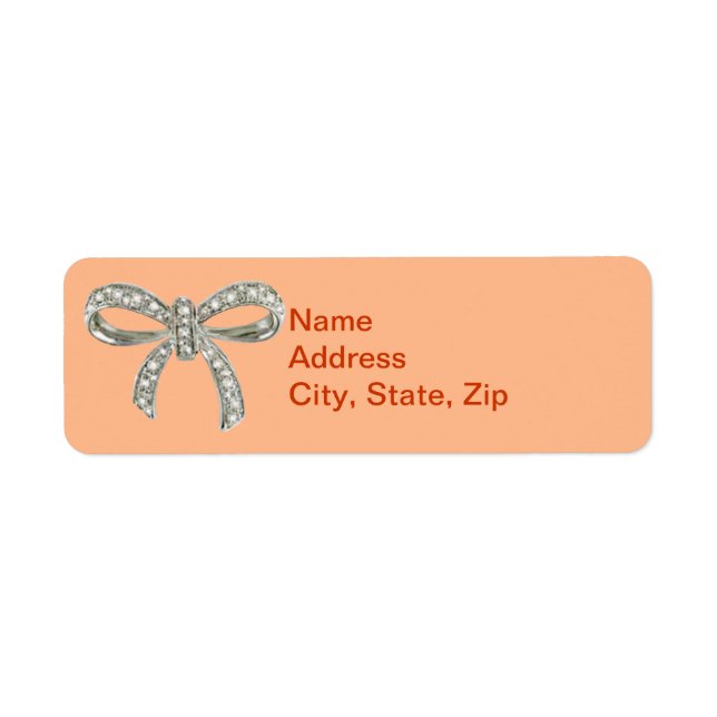 Orange Diamond Bow Bröllop Adressetiketter Returadress Etikett (Framsidan)