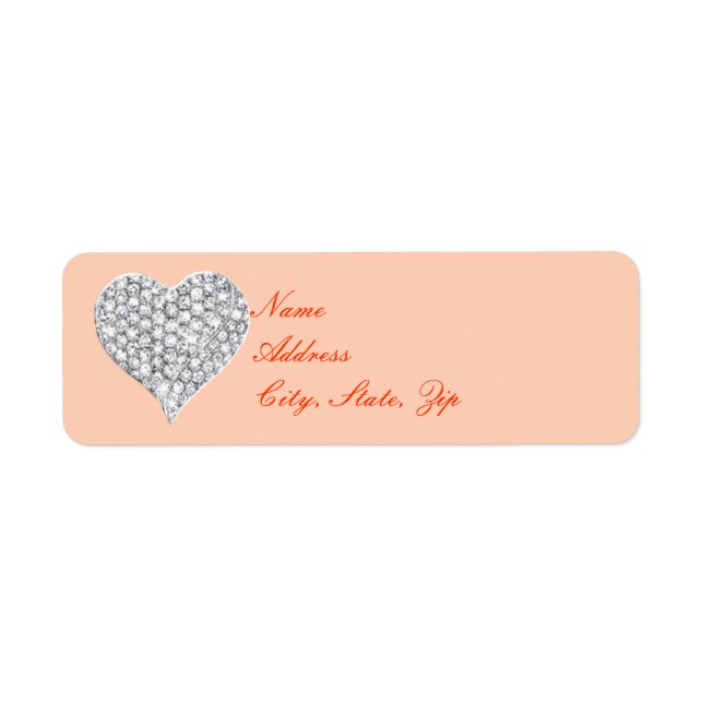 Orange Diamond Heart-Adressetiketter Returadress Etikett (Framsidan)