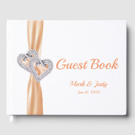 Orange Diamond Hearts Bröllop Guestbook Gästböcker