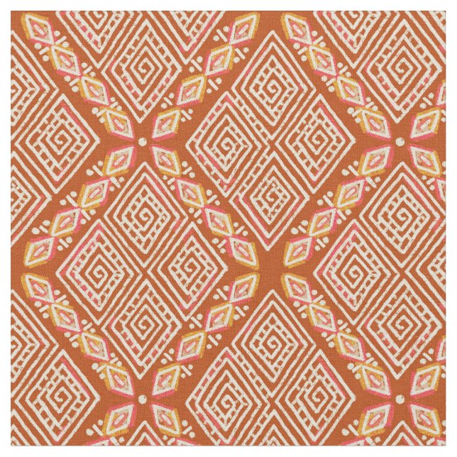 Orange Diamond Shapes Lera Trasa Inspired Tyg (Närbild)