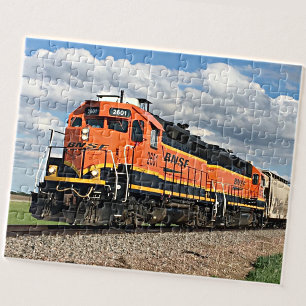 Orange Diesel Locomotive Tåg Engine Railroad Pussel