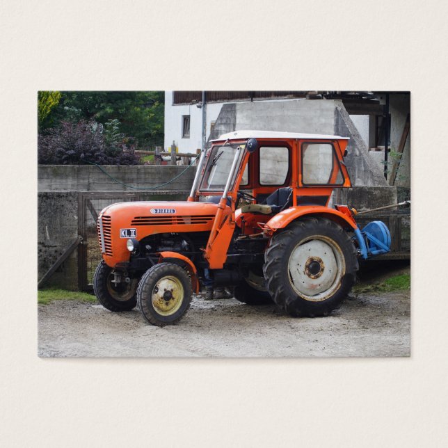 Orange Diesel Tractor Steyr KL II Visitkort (Framsidan)