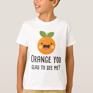 Orange dig som är glad som ser mig rolig vitsfruk t shirt