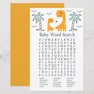 Orange Dinosaur Baby Shower Ord Search Game