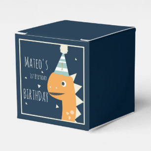 Orange Dinosaur Birthday Tack Square Presentaskar