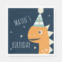 Orange dinosaur födelsedags tack fest 