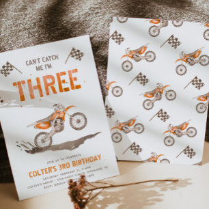 Orange Dirt Bike Birthday-inbjudan Inbjudningar