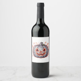 Orange Disco Pumpa Halloween Vin Etiketter
