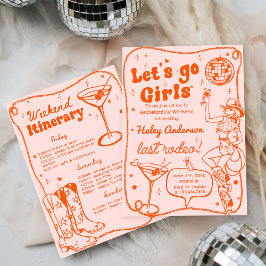 Orange Disco Rodeo Cowgirl Bachelorette Helg Inbjudningar