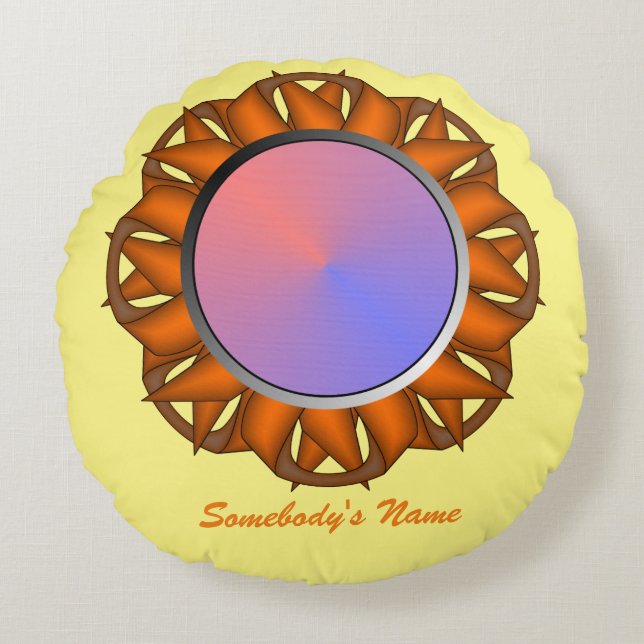 Orange Disk Ribbon från Kenneth Yoncich Rund Kudde (Framsidan)