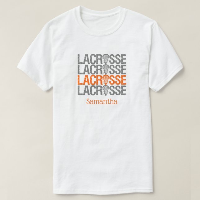 Orange Distress Lacrosse Ord T Shirt (Design framsida)