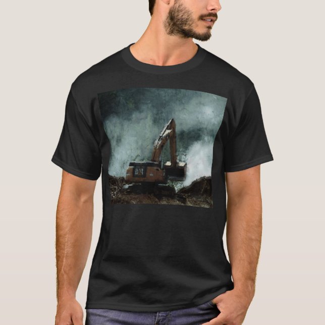 Orange Ditch-digger Earth-Mover T-shirt (Framsida)