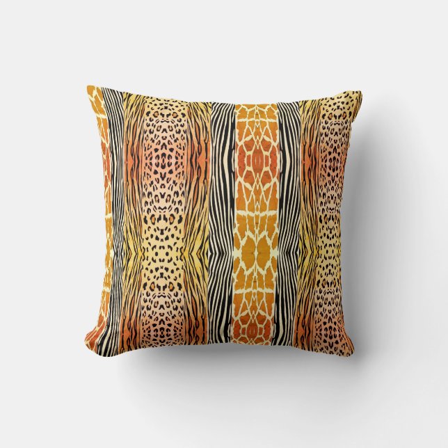 Orange Djurkejsartryckt Zebra Rand Pillow Kudde (Framsida)