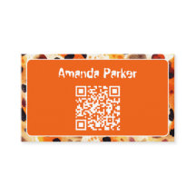 Orange djurtryck QR-kod visitkort