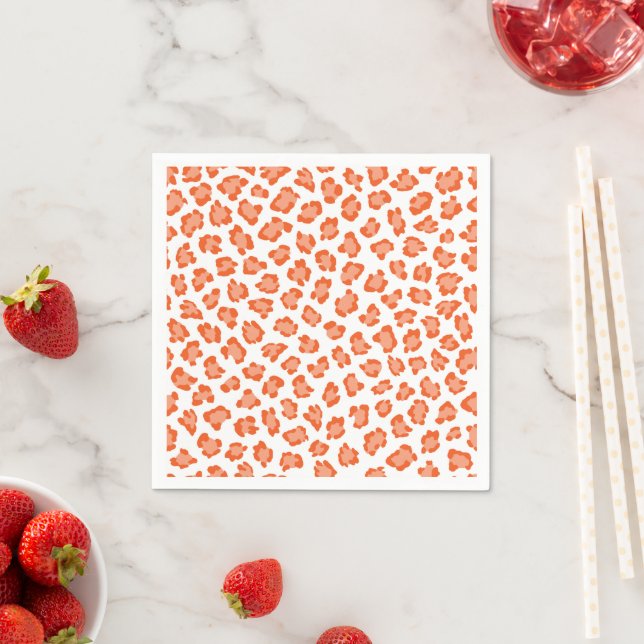 Orange Djurutskrift Leopard Spots Soft Baby Shower Pappersservett (Insitu)