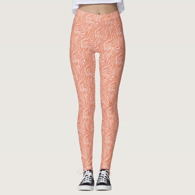 Orange Djurutskrift Rand Leggings (Framsida)