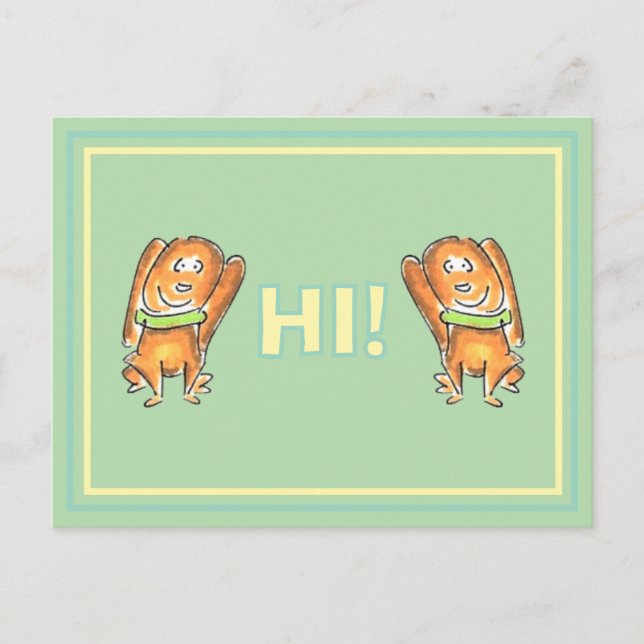 Orange Dog With A Green Collar Cartoon Postcard Helg Vykort (Framsida)