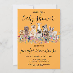 Orange Dogs Sällskapsdjur Familjefirande Baby Show Inbjudningar
