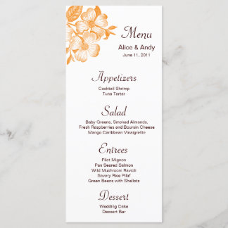 Orange Dogwood Flower Menu Card Meny